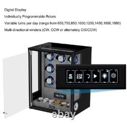 Fingerprint Entry Automatic 9 Watch Winder Box 6 Storage Display Case RGB/LED US