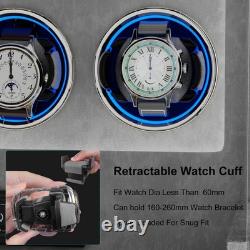 Fingerprint Entry Automatic 9 Watch Winder Box 6 Storage Display Case RGB/LED US