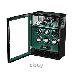 Fingerprint Lock LCD Automatic 6 Watch Winder With 4 Watch Storage Display Case