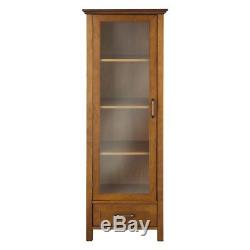 Floor Curio Cabinet Display Storage Case Drawer Glass Door Adjustable Shelves