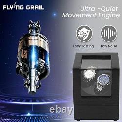 FlyingGrail Automatic Double Watch Winder Box Display Case for 2 Watches