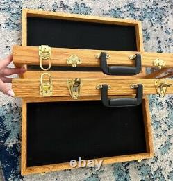 Folding Carry Solid USA Wood Display Case 24 x 12 x 7 Coins fishing lures reels