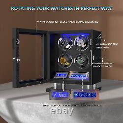 For Automatic 4 Watches Winder Box Storage Case Boxes LCD Touch Screen Display