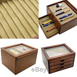 Fountain Pen Case Display 40 Slot Collection Wooden Stationery Storage JAPAN EMS