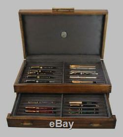 Fountain Pen Storage Display Chest, #696, Hand-crafted, 44 Pens, Mahogany, USA