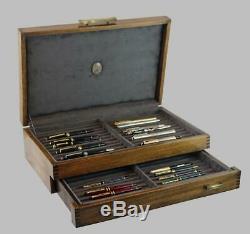 Fountain Pen Storage Display Chest, #696, Hand-crafted, 44 Pens, Mahogany, USA