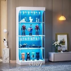 Four-storey Glass Display Case With Storage Space, LED Lighting, Glass Doors And