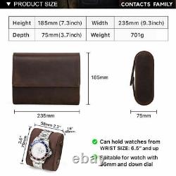 Geniune Leather Watch Box Display Case For 6 Watches Storage Organizer Holder