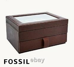 Genuine Fossil Leather Ten Piece Watch Display Jewellery Storage Box Case Rare