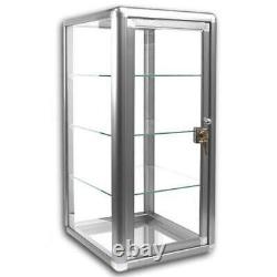 Glass Countertop Display Case Store Fixture with front lock Silver 14x12x27
