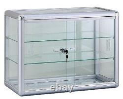 Glass Countertop Display Case Store Fixture with front lock Silver 24x12x18