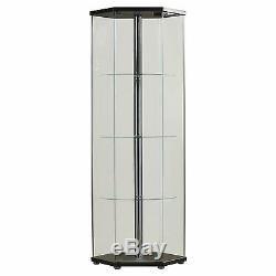 Glass Curio Cabinet Hexagon Decorative 4 Shelf Display Case Retail Store Fixture
