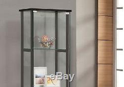 Glass Curio Cabinet Tower Display Case Modern 4 Shelf Room Store Floor Fixtures