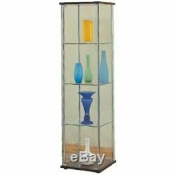 Glass Curio Tower Cabinet Rack Display Show Case Storage Shelves Floor Stand Box
