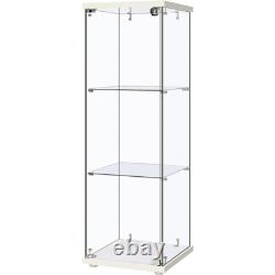 Glass Display Cabinet 3-Shelf Glass Curio Cabinet Trophy Case Bookshelf with Lock