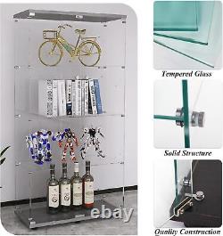 Glass Display Cabinet 4-Shelf 2 Doors Curio Cabinet Display Case Storage Cabinet