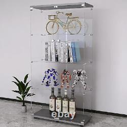 Glass Display Cabinet 4-Shelf 2 Doors Curio Cabinet Display Case Storage Cabinet