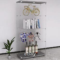 Glass Display Cabinet 4-Shelf 2 Doors Curio Cabinet Display Case Storage Cabinet