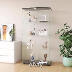 Glass Display Cabinet 4-Shelf 2 Doors Curio Cabinet Display Case Storage Cabinet