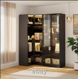 Glass Display Cabinet, 4-Tier Black Corner Display Case with Glass Doors