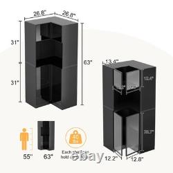 Glass Display Cabinet, 4-Tier Black Corner Display Case with Glass Doors