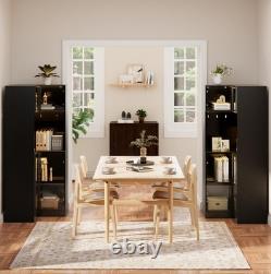 Glass Display Cabinet, 4-Tier Black Corner Display Case with Glass Doors