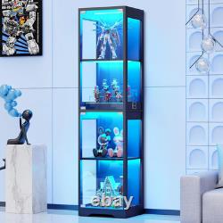 Glass Display Cabinet, Display Case for Collectibles, Black