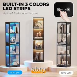 Glass Display Cabinet, Display Case for Collectibles, Black