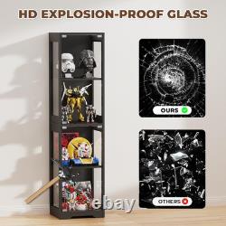 Glass Display Cabinet, Display Case for Collectibles, Black