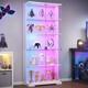 Glass Display Cabinet Lockable 5-Tier Shelves RGB LED Trophy Display Cabinet