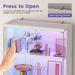 Glass Display Cabinet Lockable 5-Tier Shelves RGB LED Trophy Display Cabinet Glass Display Cabinet Lockable 5-Tier Shelves RGB LED Trophy Display Cabinet