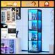 Glass Display Cabinet for Collectibles Black Showcase Storage Case, Modern Des