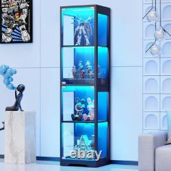 Glass Display Cabinet for Collectibles Black Showcase Storage Case, Modern Des