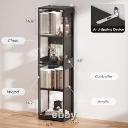 Glass Display Cabinet for Collectibles Black Showcase Storage Case, Modern Des