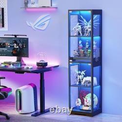Glass Display Cabinet for Collectibles Black Showcase Storage Case, Modern Des