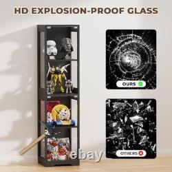 Glass Display Cabinet for Collectibles Black Showcase Storage Case, Modern Des