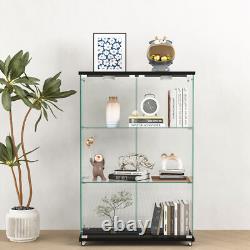 Glass Display Cabinet with LED Lights Modern Collectibles Toy Organizers Rack
