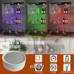 Glass Display Cabinet with LED Lights Modern Collectibles Toy Organizers Rack