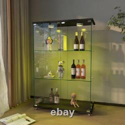 Glass Display Cabinet with LED Lights Modern Collectibles Toy Organizers Rack