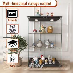 Glass Display Cabinet with LED Lights Modern Collectibles Toy Organizers Rack