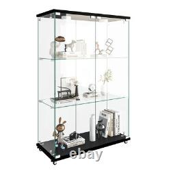 Glass Display Cabinet with LED Lights Modern Collectibles Toy Organizers Rack