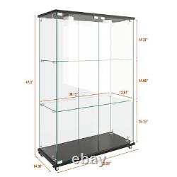 Glass Display Cabinet with LED Lights Modern Collectibles Toy Organizers Rack