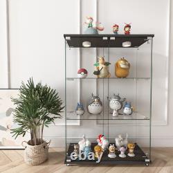 Glass Display Cabinet with LED Lights Modern Collectibles Toy Organizers Rack