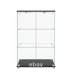Glass Display Cabinet with LED Lights Modern Collectibles Toy Organizers Rack