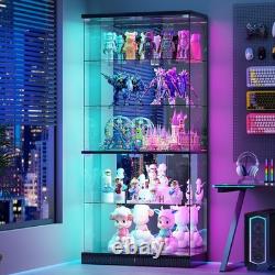 Glass Display Cabinet with RGB Lights, 5-Tier Figure Display Cases with Locks