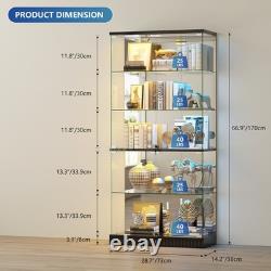 Glass Display Cabinet with RGB Lights, 5-Tier Figure Display Cases with Locks