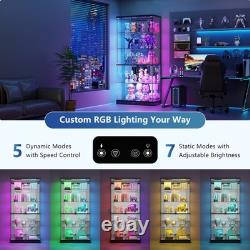Glass Display Cabinet with RGB Lights, 5-Tier Figure Display Cases with Locks
