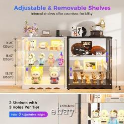 Glass Display Cabinet with RGB Lights & Adjustable Shelves, 3-Tier Display Case