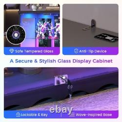 Glass Display Cabinet with RGB Lights & Adjustable Shelves, 3-Tier Display Case