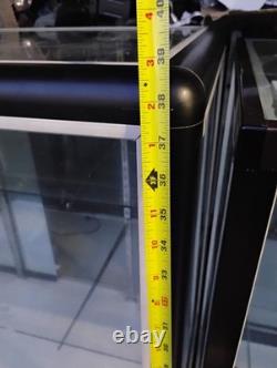 Glass Metal Floor Standing Retail Display Case with Shelves, Black Frame